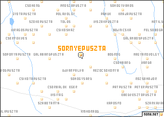 map of Sörnyepuszta