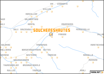 map of Souchères Hautes