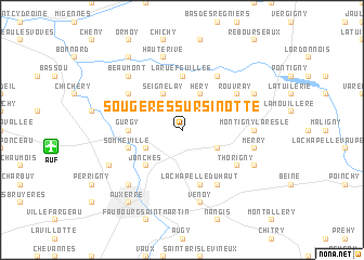 map of Sougères-sur-Sinotte