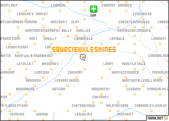 map of Sourcieux-les-Mines