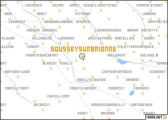 map of Soussey-sur-Brionne