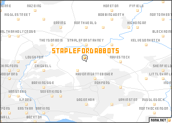 map of Stapleford Abbots