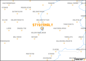 map of Stydynʼ Maly