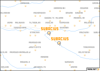 map of Subačius