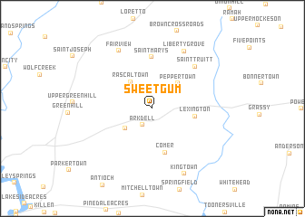 map of Sweet Gum