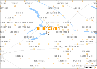 map of Świerczyna