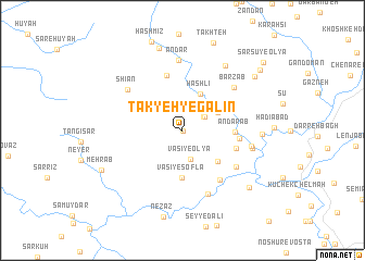 map of Takyeh-ye Galīn