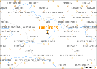 map of Tannières