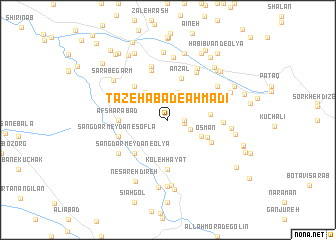 map of Tāzehābād-e Aḩmadī