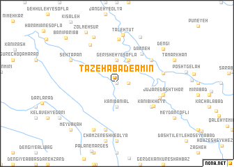 map of Tāzehābād-e Amīn