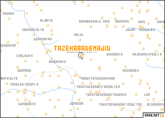 map of Tāzehābād-e Majīd