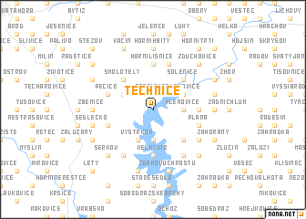 map of Těchnice