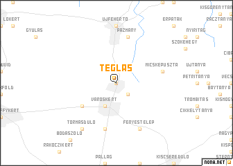 map of Téglás