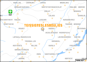 map of Teissières-lès-Bouliès