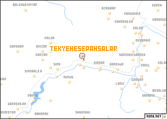 map of Tekyeh-e Sepahsālār