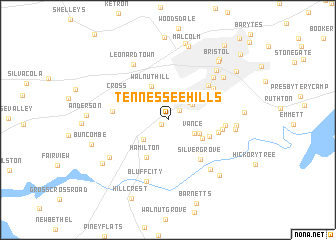 map of Tennessee Hills