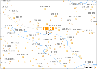 map of Tevče