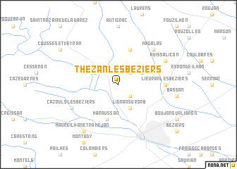 map of Thèzan-lès-Béziers