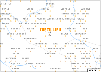 map of Thézillieu