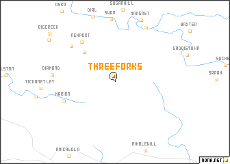 map of Three Forks