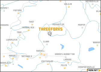 map of Three Forks