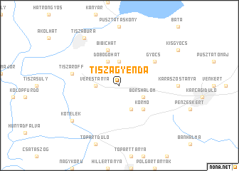 map of Tiszagyenda