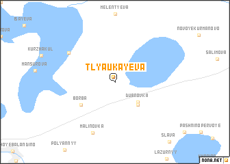 map of Tlyaukayeva