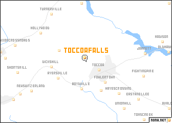 map of Toccoa Falls