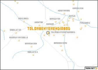 map of Tolombeh-ye Mehdīābād