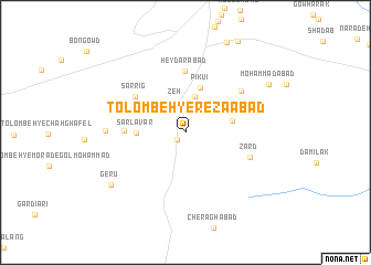 map of Tolombeh-ye Reẕāābād