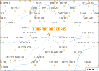map of Tournon-dʼAgenais