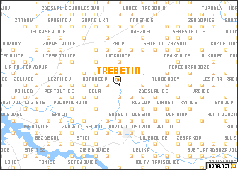 map of Třebětín