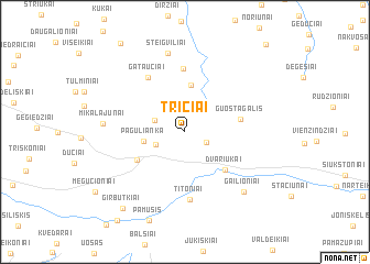 map of Tričiai