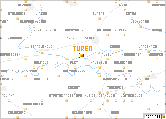 map of Tureň