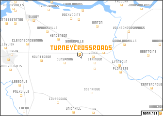 map of Turney Crossroads