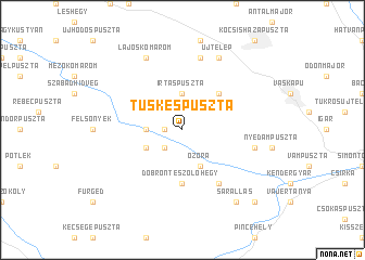 map of Tüskéspuszta