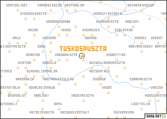 map of Tuskóspuszta