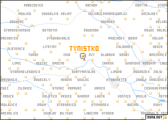 map of Týnišťko