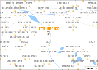 map of Tyśmienica