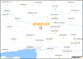 map of Üçgaziler