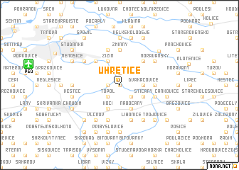 map of Úhřetice