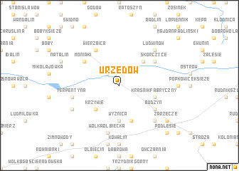 map of Urzędów