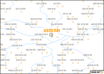 map of Ušnėnai