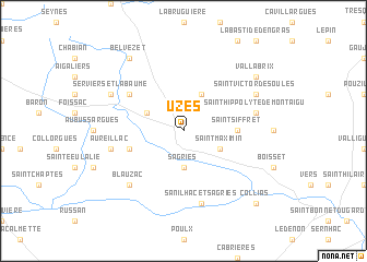 map of Uzès