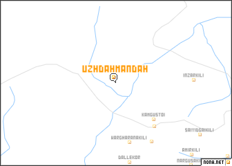 map of Ūz̲h̲dah Māndah