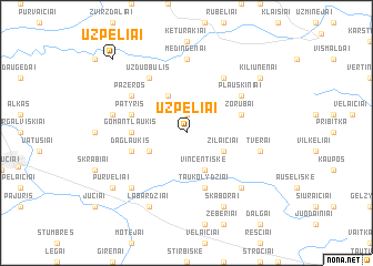 map of Užpeliai