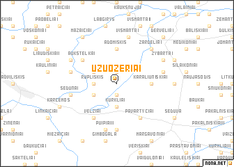 map of Ūžuožeriai