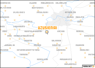 map of Užusieniai