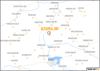 map of Užušiliai