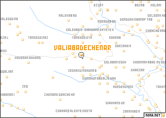 map of Valīābād-e Chenār